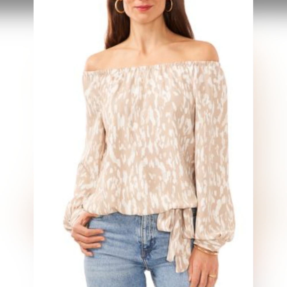Elegant Off-Shoulder Cream Blouse